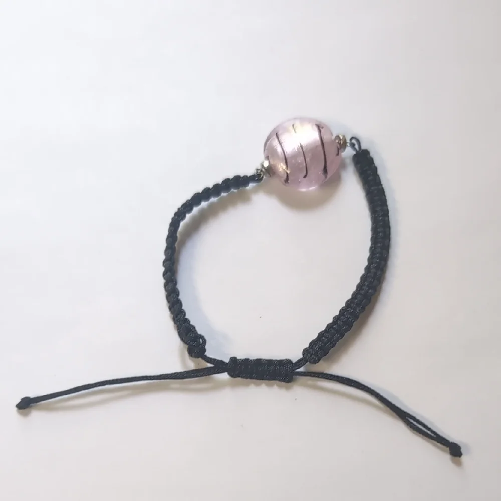 Elegant Black‎ and Pink Beaded Adjustable Slider Bracelet